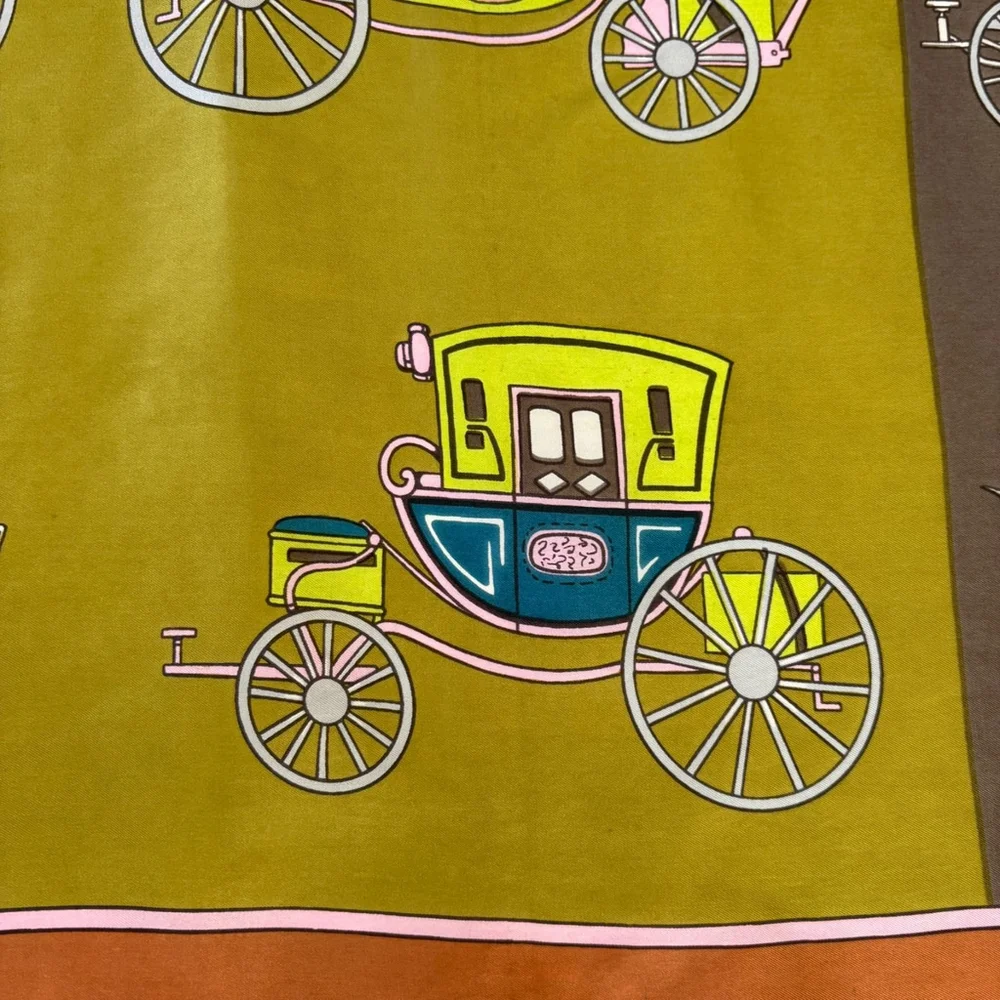 Vintage 1950s Equestrian Carriage Print Scarf
